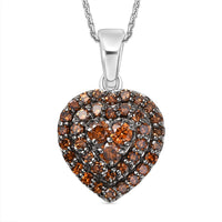 Luxuriant Lab Grown Red Diamond (IR) 1.00 ctw Heart Scarlet Promise Pendant Necklace 20 Inches in Rhodium Over Sterling Silver