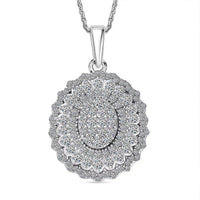 Luxuriant Lab Grown Diamond Bloom Pendant Necklace in Rhodium Over Sterling Silver 1.00 ctw (20 Inches)