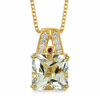 EverTrue Montezuma Prasiolite and Multi Gemstone 8.50 ctw Regal Majesty Pendant in 18K YG Plated with ION Plated YG Stainless Steel Necklace 20 Inches
