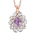 D'Joy Martha Rocha Kunzite, Lab Grown Polki Diamond Pendant Necklace in 18K Vermeil RG Over Sterling Silver 5.10 ctw (20 Inches) - Sticky add to cart bar