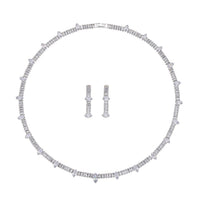 Simulated Diamond Necklace (20 INches) and Earrings in Silvertone
