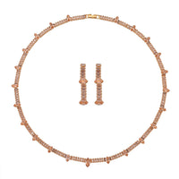 Simulated Diamond Necklace (20 INches) and Earrings in Silvertone