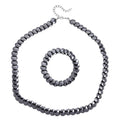 Doorbuster 2 Piece Set Hematite Beaded Stretch Bracelet (7-7.5In) and Necklace (21-23 Inches) in Silvertone 557.00 ctw - Sticky add to cart bar