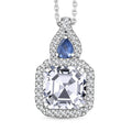 D'Joy Asscher Cut Moissanite and Ceylon Blue Sapphire 3.50 ctw Pendant Necklace in Rhodium Over Sterling Silver 20 Inches - Sticky add to cart bar