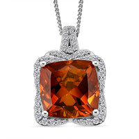 D'Joy AAA Santa Ana Madeira Citrine and Moissanite 5.35 ctw Poinsettia flower Pendant Necklace in Rhodium Over Sterling Silver 18 Inches