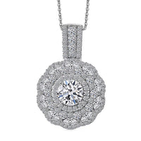 Luxuriant Lab Grown Diamond G-H SI 2.50 ctw Blossom Glow Pendant Necklace in Rhodium Over Sterling Silver 20 Inches