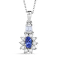D'Joy AAA Tanzanite, Moissanite Starburst Pendant Necklace in Rhodium Over Sterling Silver 0.60 ctw (20 Inches) - Sticky add to cart bar