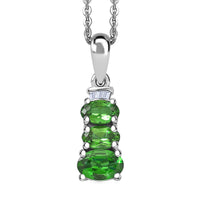 D'Joy Tanzanite and Diamond 0.90 ctw Pendant Necklace in Rhodium Over Sterling Silver 20 Inches