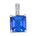Certified & Appraised Rhapsody Asscher Cut AAAA Tanzanite and Diamond E-F VS 1.85 ctw Pendant Necklace 18 Inches in 950 Platinum - Sticky add to cart bar
