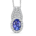 D'Joy AAA Tanzanite, Moissanite Pendant Necklace in Rhodium Over Sterling Silver 1.10 ctw (20 Inches) - Sticky add to cart bar