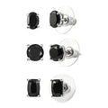 D'Joy Thai Black Spinel 7.65 ctw Set of 3 Solitaire Stud Earrings in Rhodium Over Sterling Silver - Sticky add to cart bar