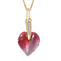 GP Italian Garden Special Murano Collection Pink Bi Color Glass, Zircon Pendant Necklace in 18K Vermeil YG Over Sterling Silver 0.10 ctw (20 Inches) (Del. in 12-15 Days) - Sticky add to cart bar