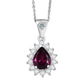 D'Joy Premium Radiant Ember Garnet and Multi Gemstone 1.90 ctw Crown Drop Pendant Necklace in Rhodium Over Sterling Silver 20 Inches - Sticky add to cart bar