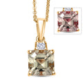 AAA Turkizite and Luxuriant Lab Grown Diamond G-H SI 2.00 ctw Art Deco Pendant Necklace in 18K Vermeil Yellow Gold Over Sterling Silver 20 Inches - Sticky add to cart bar