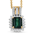 Luxoro AAAA Monte Belo Indicolite and I2 Diamond 1.30 ctw Royal Elegance Pendant Necklace 20 Inches in 14K Yellow Gold - Sticky add to cart bar