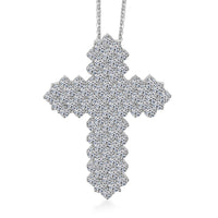 Luxuriant Lab Grown Diamond G SI 4.36 ctw Cross Pendant Necklace in Sterling Silver 16-18 Inches
