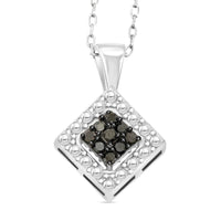 Black Diamond (IR) Heart Pendant Necklace (18 Inches) in Sterling Silver 0.10 ctw