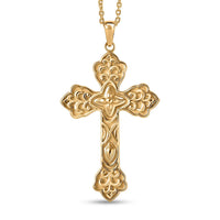 EverTrue Bronzella Collection Eternal Faith Cross Pendant in 18K YG Plated Bronze with ION Plated YG Stainless Steel Necklace 20 Inches