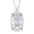 D'Joy Old Mine Cut Moissanite (Cush 16x11mm) Pendant Necklace (18 Inches) in Rhodium Over Sterling Silver 10.00 ctw - Sticky add to cart bar