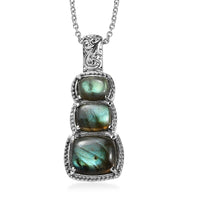 EverTrue African Malachite 13.10 ctw Pendant Necklace in Stainless Steel 20 Inches