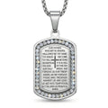 Simulated Diamond Lords Prayer Pendant Necklace (22 Inches) in Stainless Steel 0.85 ctw - Sticky add to cart bar