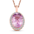 Certified & Appraised AAA Martha Rocha Kunzite and Luxuriant Lab Grown Diamond E-F VS 14.00 ctw Pendant Necklace in 10K Rose Gold 5.55 Grams 18 Inches - Sticky add to cart bar