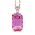 Certified & Appraised AAA Martha Rocha Kunzite and Luxuriant Lab Grown Diamond E-F VS 14.00 ctw Pendant Necklace in 10K Rose Gold 18 Inches - Sticky add to cart bar