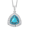 D'Joy Sleeping Beauty Turquoise, Moissanite Pendant Necklace in Rhodium Over Sterling Silver 3.35 ctw (20 Inches) (Del. in 7-10 Days) - Sticky add to cart bar