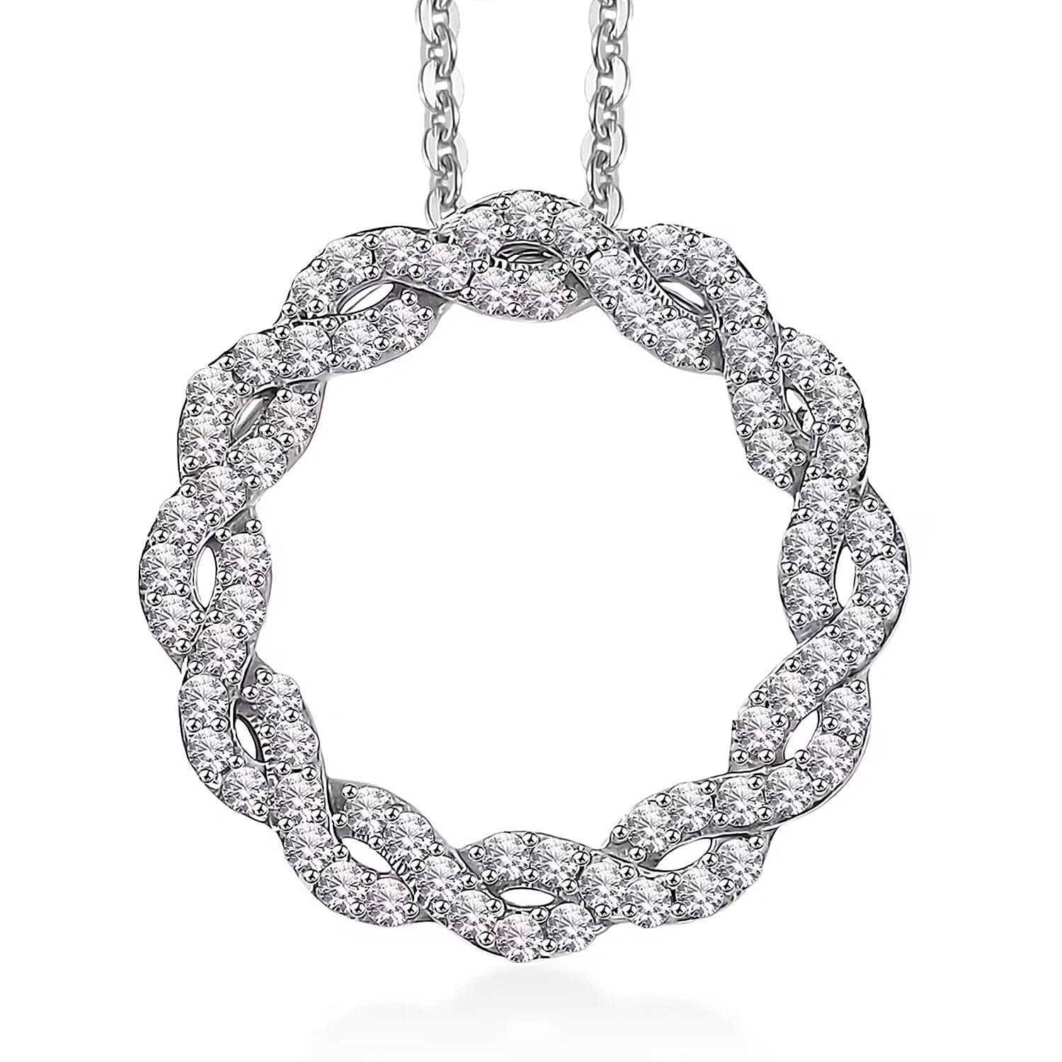 Luxuriant Lab Grown Diamond Pendant Necklace in Rhodium Over Sterling Silver 0.35 ctw (20 Inches)