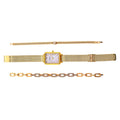 Strada Austrian Crystal Japanese Movement  Fake MOP Dial Watch and 2 Pcs Goltone Bracelet (7-7.5In) - Sticky add to cart bar