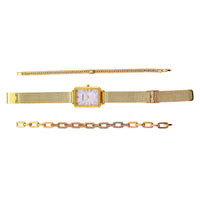 Strada Austrian Crystal Japanese Movement  Fake MOP Dial Watch and 2 Pcs Goltone Bracelet (7-7.5In)