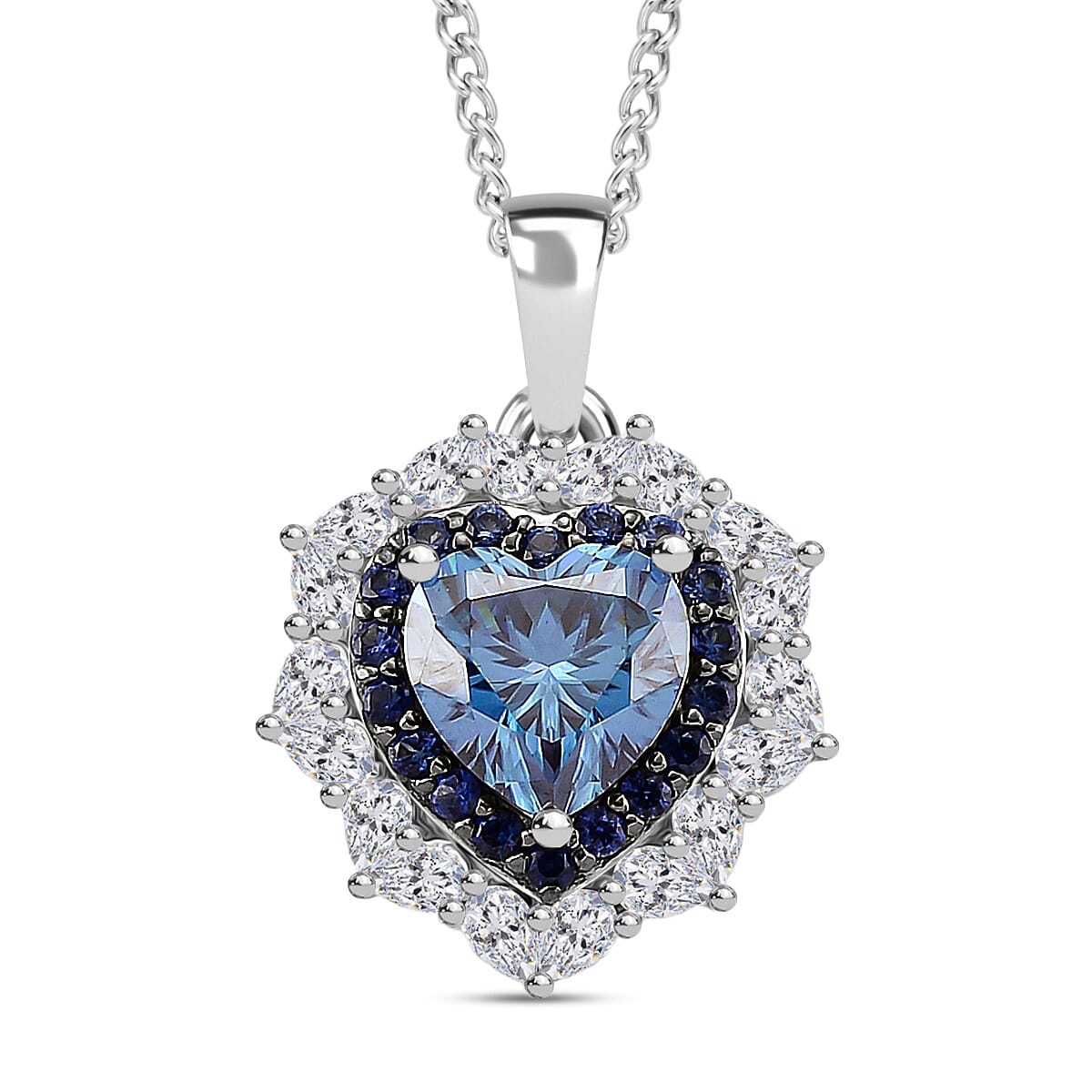 Doorbuster D'Joy Blue and White Moissanite (Hrt 8mm) Love Blossom Hear