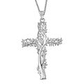 Rhodium Over Sterling Silver Tree of Life Cross Pendant with Stainless Steel Necklace (20 Inches) - Sticky add to cart bar