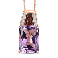 D'Joy Premium Rose De France Amethyst, Multi Gemstone Crown of the Two Forces Pendant Necklace (20 Inches) in 18K Vermeil RG Over Sterling Silver 14.10 ctw