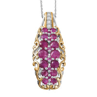 D'Joy Kagem Zambian Emerald, White Zircon Pendant Necklace (20 Inches) in 18K Vermeil YG and Rhodium Over Sterling Silver 1.90 ctw