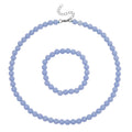 2 Piece Set Blue Luminous Glowing in Dark Beaded Stretch Bracelet (6.5-7In) and Necklace (18-20 Inches) in Stainless Steel 210.00 ctw - Sticky add to cart bar