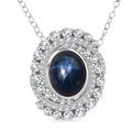 D'Joy Blue Star Sapphire (DF) and Moissanite 7.65 ctw Midnight Galaxy Pendant Necklace in Rhodium Over Sterling Silver 20 Inches - Sticky add to cart bar