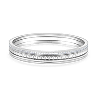 Calvin Klein Set of 3 - Simulated Diamond Bangle Bracelet in Stainless Steel (7.00 In) 4.00 ctw
