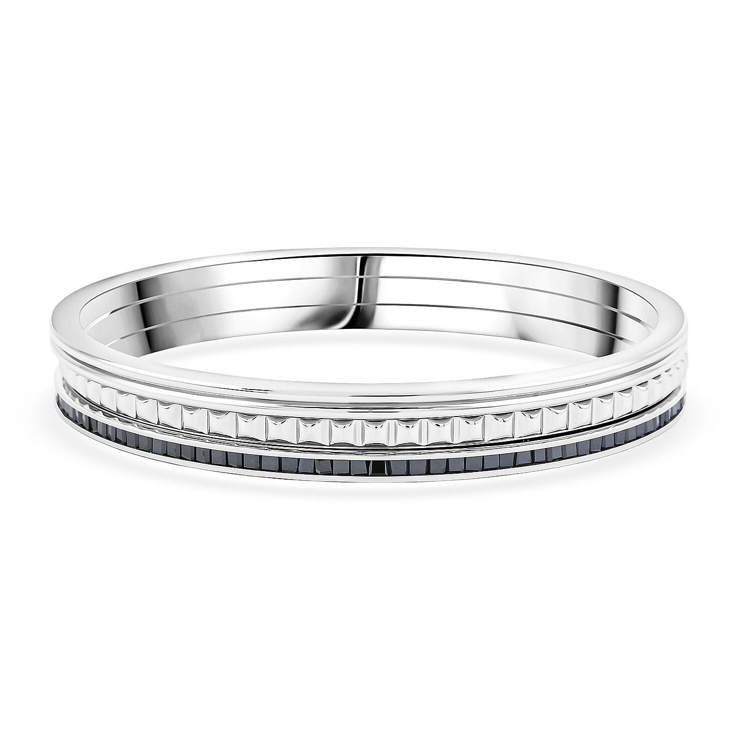 Calvin Klein Set of 3 - Simulated Diamond Bangle Bracelet in Stainless Steel (7.00 In) 4.00 ctw