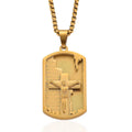 Divine Protection Crucifix Pendant Necklace (23.5 Inches) in ION Plated YG Stainless Steel - Sticky add to cart bar