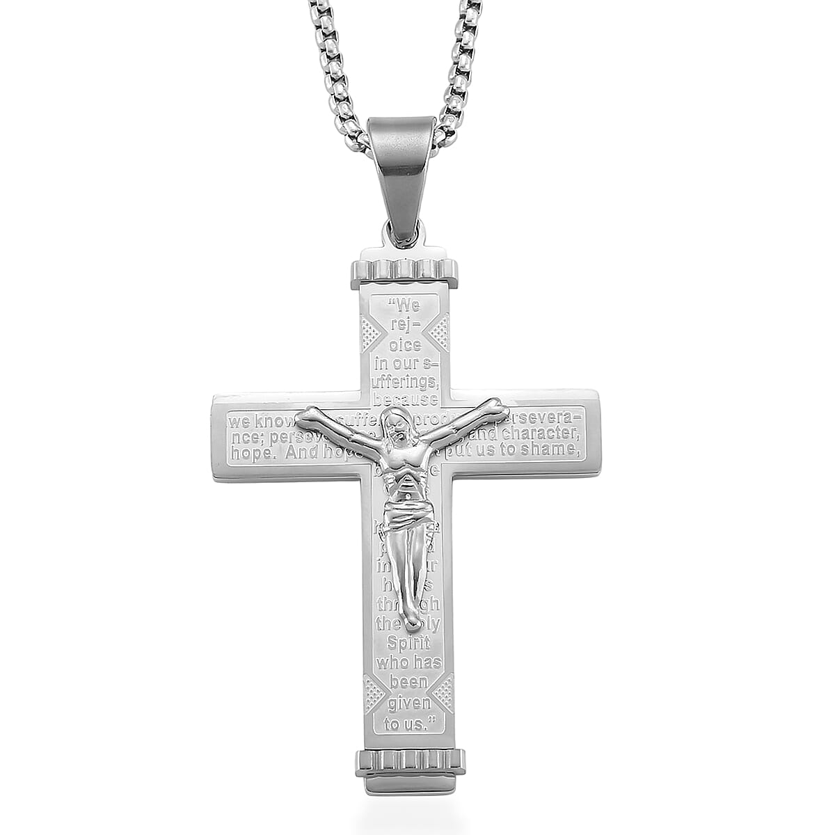 Prayer for Trials Pendant Necklace in Stainless Steel 23.5 Inches
