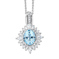 D'Joy Premium Santamaria Aquamarine, Moissanite Pendant Necklace (20 Inches) in Rhodium Over Sterling Silver 2.00 ctw - Sticky add to cart bar