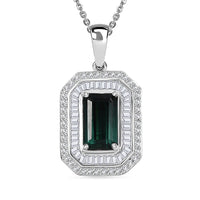 Luxoro AAA Pirineu Lagoon Tourmaline, Diamond Pendant Necklace in 14K White Gold 2.50 ctw (20 Inches)