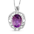 African Amethyst 8.50 ctw Pendant Necklace 18 Inches in Rhodium Over Sterling Silver - Sticky add to cart bar