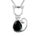 Black Onyx 1.75 ctw Pendant Necklace 18 Inches in Rhodium Over Sterling Silver - Sticky add to cart bar