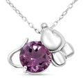 African Amethyst 1.00 ctw Pendant Necklace 18 Inches in Rhodium Over Sterling Silver - Sticky add to cart bar