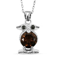Brazilian Smoky Quartz, Simulated Black diamond 2.02 ctw Pendant Necklace 18 Inches in Rhodium Over Sterling Silver - Sticky add to cart bar