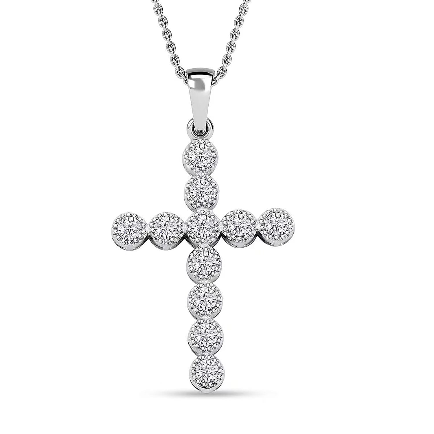 Luxuriant Lab Grown Diamond (VS-SI) Pendant Necklace (16-18 Inches) in Sterling Silver 0.75 ctw
