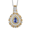 D'Joy Premium Tanzanite and Multi Gemstone 1.40 ctw Pendant Necklace in 18K Vermeil YG and Rhodium Over Sterling Silver 20 Inches - Sticky add to cart bar