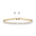 2 Piece Set - Fancy Cut Simulated Diamond Tennis Bracelet (7.50 In) and Earrings in Silvertone 5.60 ctw - Sticky add to cart bar